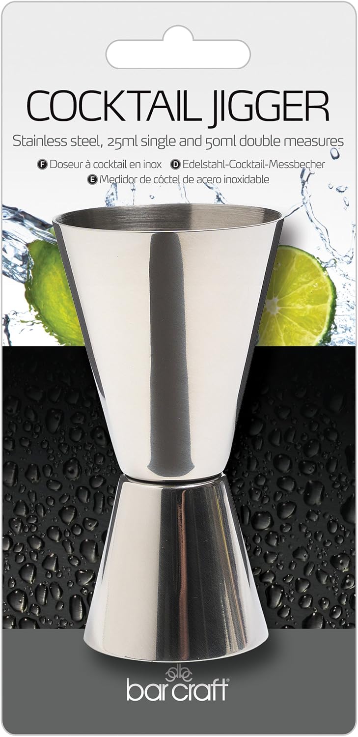 BarCraft Cocktail Jigger Dual Spirit Measure Cup, Stainless Steel, 25ml/50ml, Silver, 25ml / 50ml (1 fl oz / 2 fl oz) - Image 3