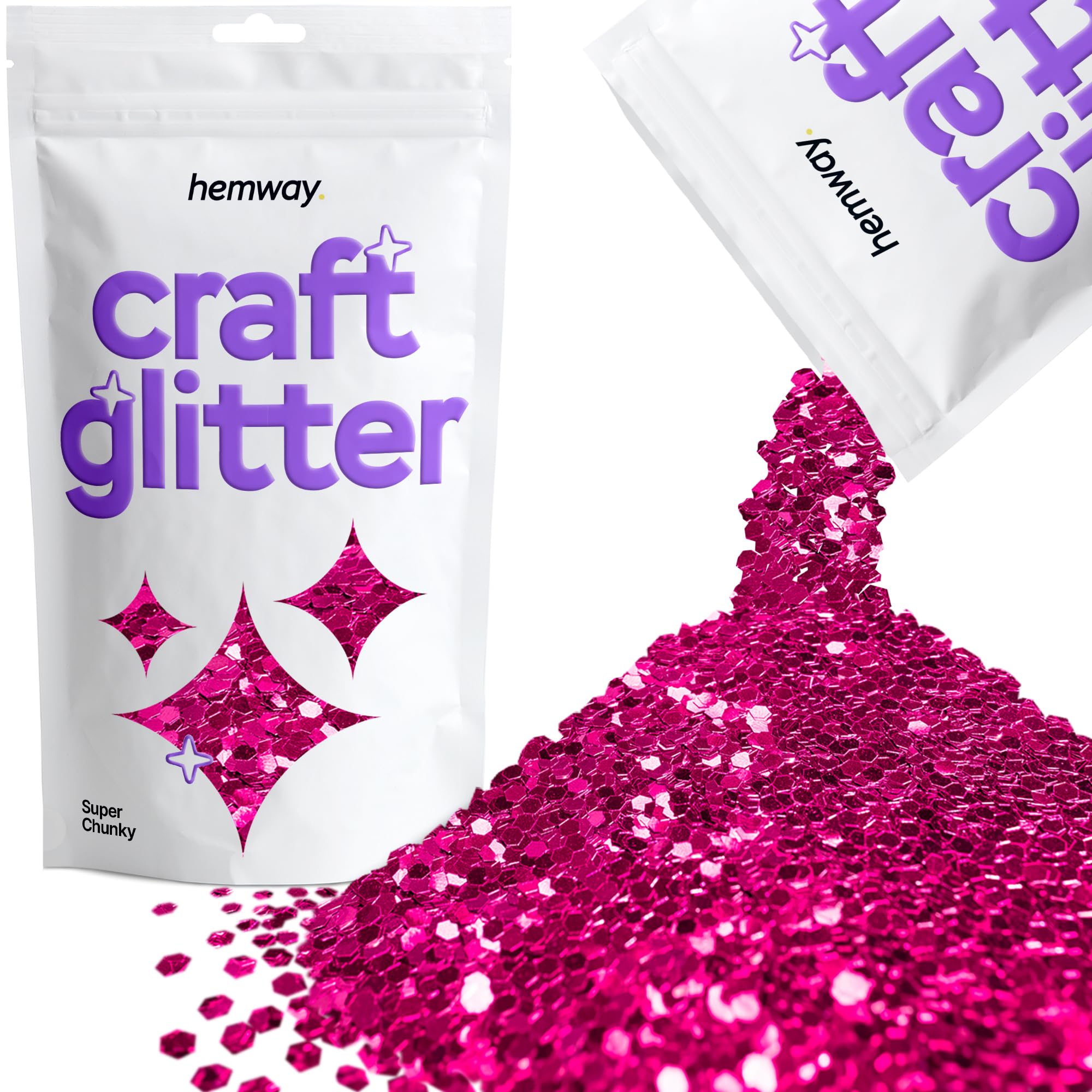 Hemway Craft Glitter Dark Rose Pink 100g Super Chunky Glitter for Crafts, Resin, Cosmetic, Nail, Face, Body, Festival, Tumblers, Art, Candle, Crafting