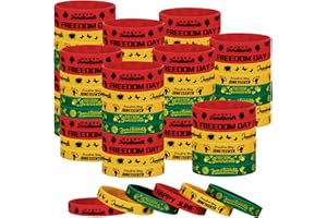 Batiyeer 60 Pcs Juneteenth Rubber Bracelets Black History Month Party Favors Juneteenth Party Supply Decorations Silicone Juneteenth Wristbands for Black Freedom Day June 19th 1865 Goodie Bag Stuffers