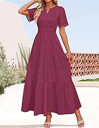 ZESICA Women's 2025 Summer Short Sleeve Maxi Dress