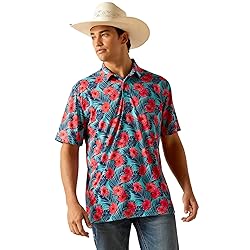 Ariat Men's All Over Print Polo, Blue