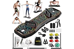LALAHIGH Push Up Board,36 in 1 Home Gym Equipment with Ab Roller Wheel & Resistance Bands, Portable Foldable Workout Board for Full Body Strength Training Men Women