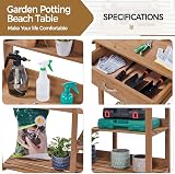 Yaheetech Garden Potting Table Wood Potting Bench Removable Sink Brown view 6