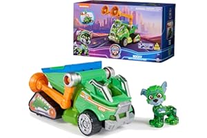 Paw Patrol: The Mighty Movie, Toy Garbage Truck Recycler with Rocky Mighty Pups Action Figure, Lights and Sounds, Kids Toys for Boys & Girls 3+