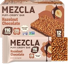 Mezcla Puff-Crispy Plant Based Protein Bars - Hazelnut Chocolate - Healthy Snacks for Adults & Hazelnut Spread Fans - School 