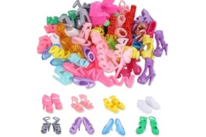 JANYUN 30 Pairs Doll Shoes Various Styles Replacement High Heel Boot Assorted Colors Shoes Set Bulk for 12" Dolls Closet