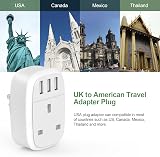 Iroussa UK to US Plug Adaptor with 3 USB Ports 4 in 1 Type B UKUS view 4