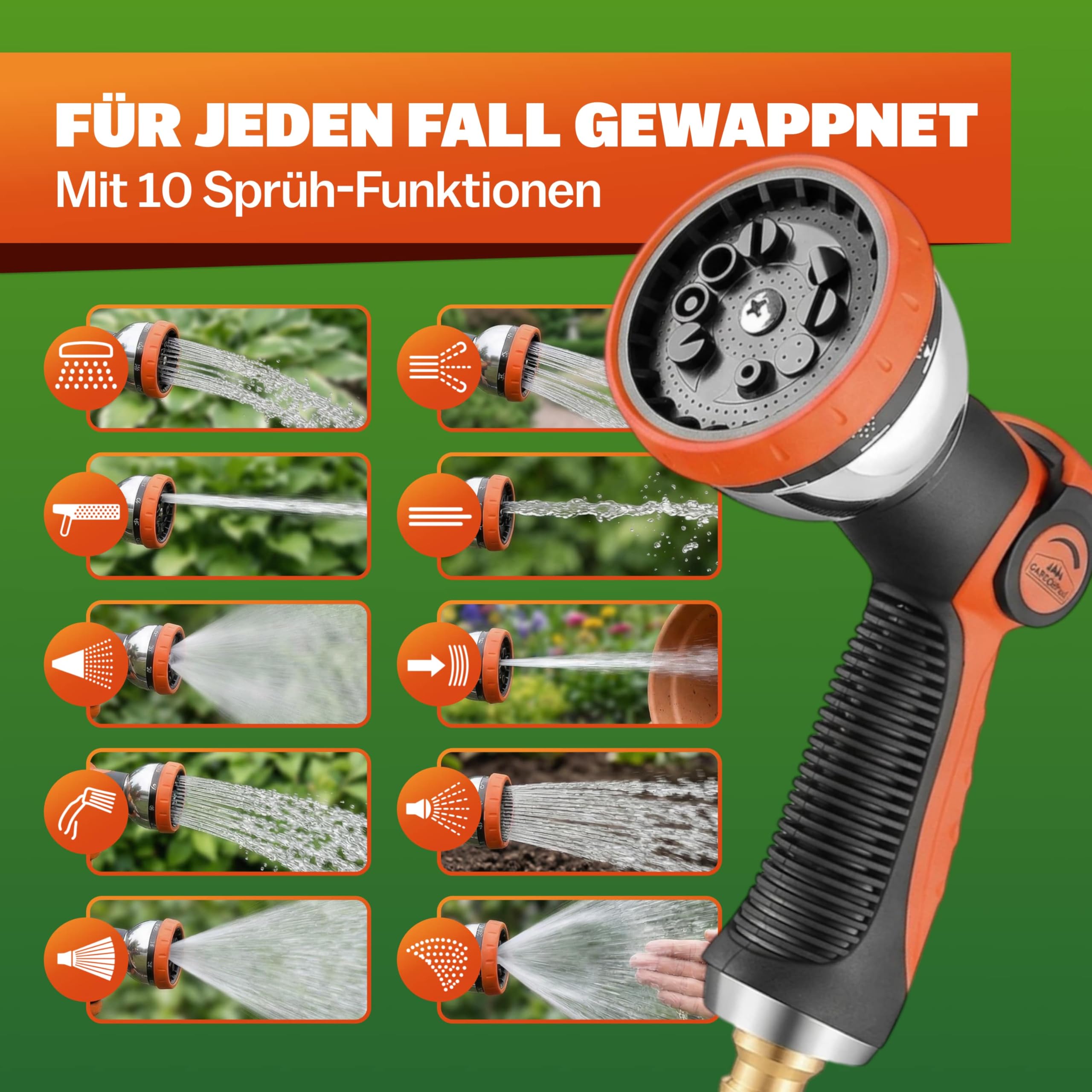 GARDEBRUK® Flexibler Gartenschlauch 30m 3fach Latexkern Vollmessing Adapter 1/2' 3/4' Zoll Wandhalterung Tasche Flexschlauch Wasserschlauch Schwarz 4