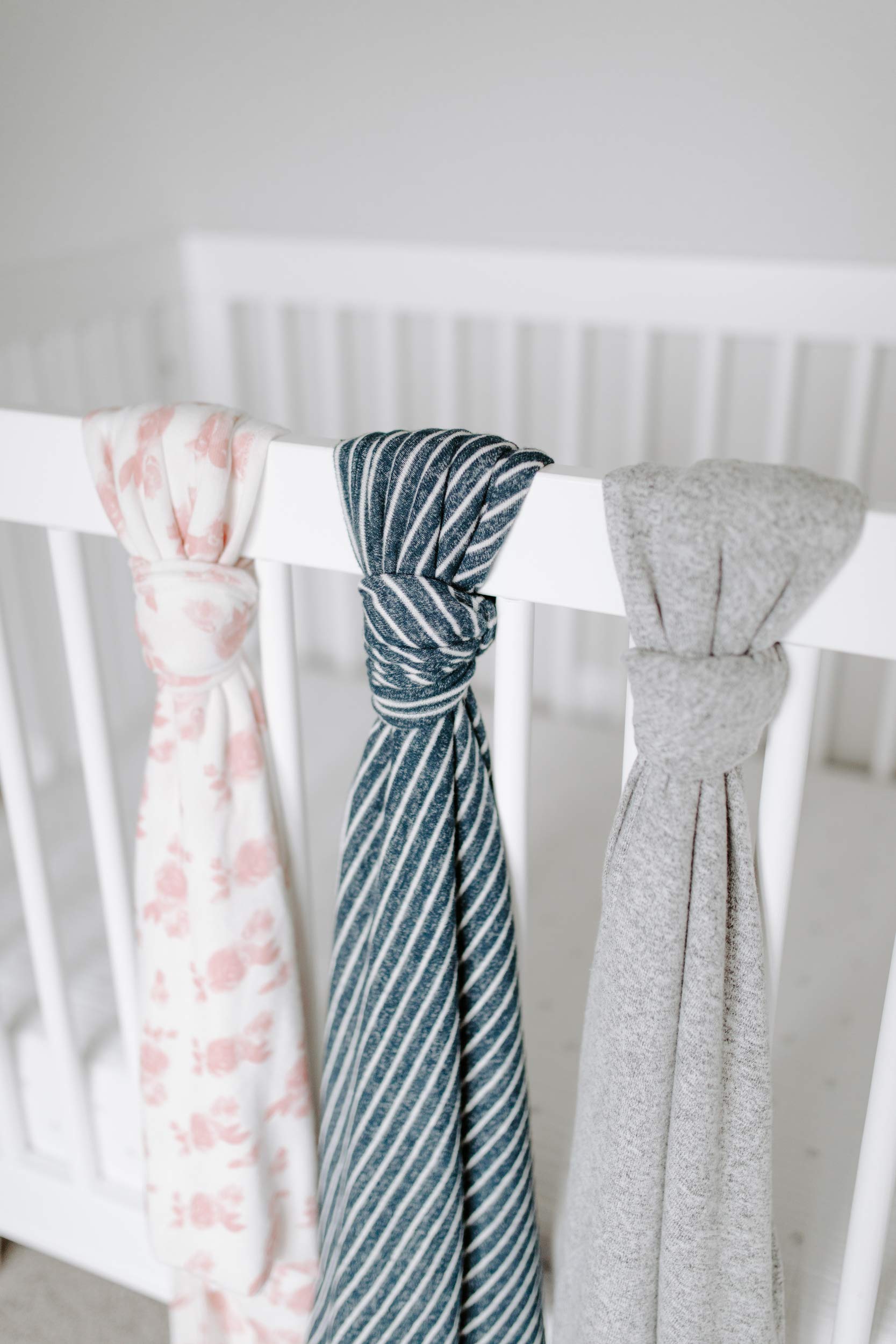 aden + anais Snuggle Knit Baby Swaddle Blanket for Newborn Girl and Boy, Versatile Stroller Cover, Burp Cloth, Nursing Shield, 47 x 47 Inch, Navy Stripe