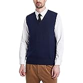 Kallspin Men's Wool Blended Vest Sweater Relaxed Fit V Neck Sleeveless Knitted Pullover