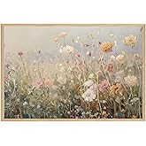 Floating Wall Art Landscape Wall Art Wildflower Prints Wildflower Green Leaf Painting Multicolour Botanical Print 16x24inch Unframed Decor for for Living Room, Bedroom, Office
