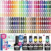 VANREESA 60 Pcs Gel Nail Polish Set 55 Colors Spring Summer Fall Winter Gel Polish with Base Coat & 4 Effects Top Coat Nail Kit Gifts for Women Girls Nail Art Salon at Home