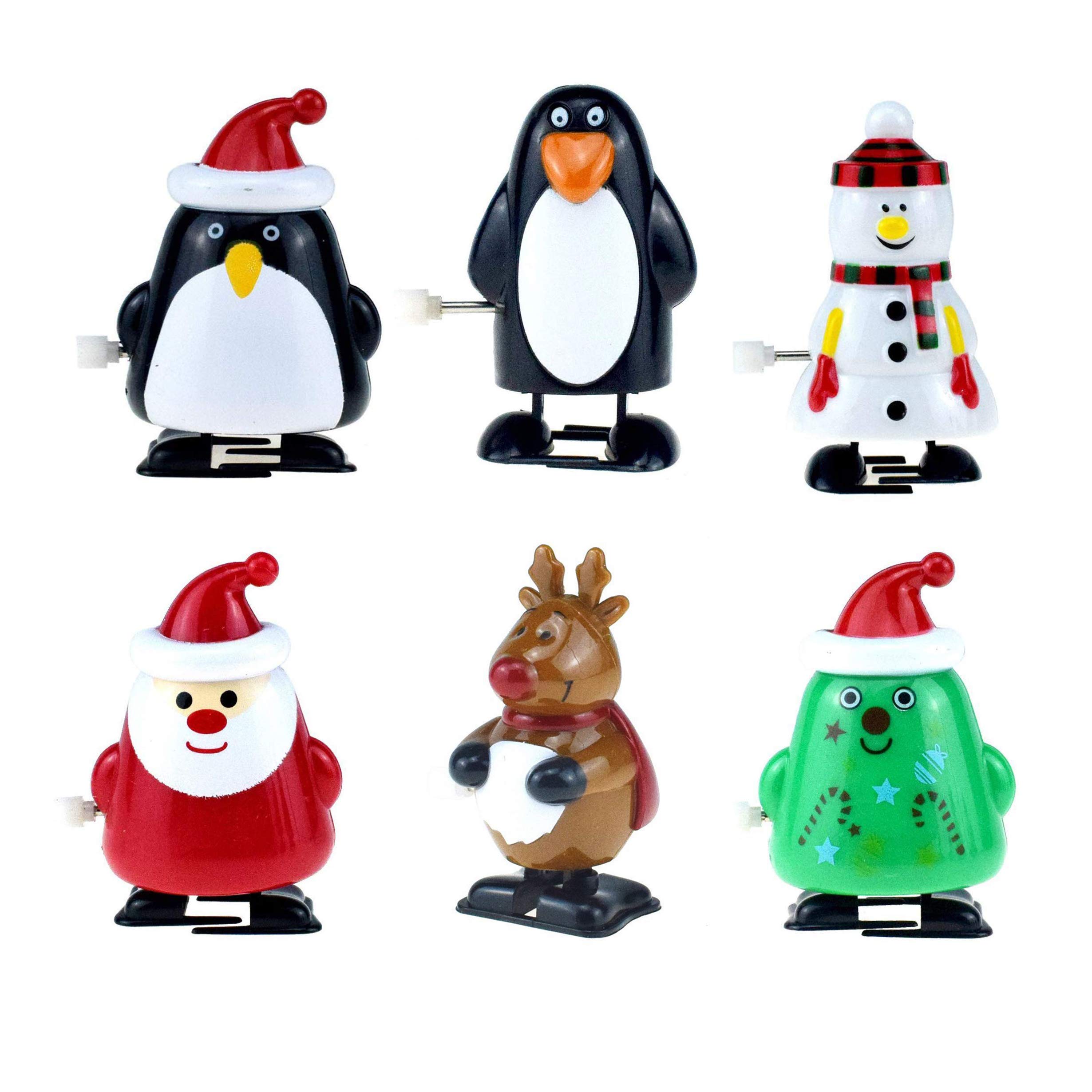 iPobie 6 Pcs Christmas Clockwork Penguin Christmas Tree Snowman Santa Claus Figure Clockwork Toy for Children Kids