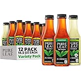 Pure Leaf Iced Tea, Unsweetened 3 Flavor Variety Pack, Zero Sugar &amp; Zero Calories, 18.5 Fl Oz Bottles (Pack of 12)