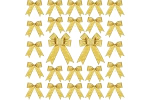 WILLBOND Christmas Bows for Wreaths, 2 Pack 8.6" x 10.2" and 22 Pack 5.1'' x 4.5'', Christmas Tree Garland Holiday Decorations for Xmas Crafts Indoor Outdoor Supplies