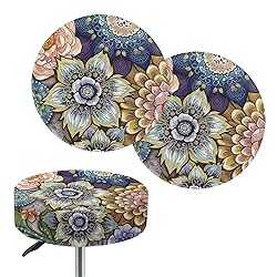 LJMKZJN Boho Flower Round Bar Stool Covers for