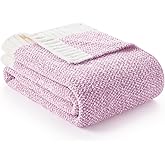 Snuggle Sac Light Purple Throw Blanket for Couch, Super Soft Warm Lavender Blankets Cozy Knit Fuzzy Plush Lightweight Throws for Sofa, Bed,Living Room, Heather Lilac, 50x60 inches