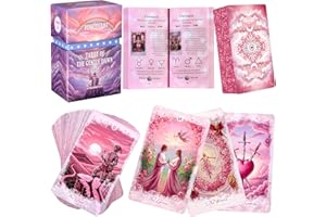 XSYLOHXL Oil Painting Pink Tarot Cards with Unique Foil Edge and Guide Book Original Guided Tarot Deck for Beginner and Exper