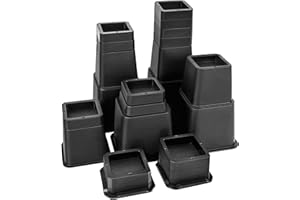 SHOUWUHHO 28 PCS Adjustable Bed Risers 12 Inch Heavy Duty, Furniture Risers Elevation in Heights 1, 2, 3, 4, 5, 6, 7, 8, 9, 10, 11, 12 Inch for Couch, Sofa, Table, Chair, Raisers Support up to 6,000 lbs, Black