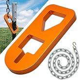 Wenses T-Post Puller Plate with Chain, Heavy Duty Carbon Steel Fence Tool | Short chain &amp; S-hook included, ready for tractor bucket pulling
