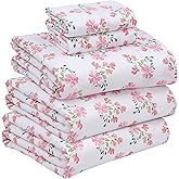 RUVANTI 100% Cotton Sheets – Split King Size Percale Bedding, Cooling & Breathable Floral Design, Durable with a Crisp, Soft & Comfortable Feel, 16" Deep Pocket, 5-Piece Set, Bloomex