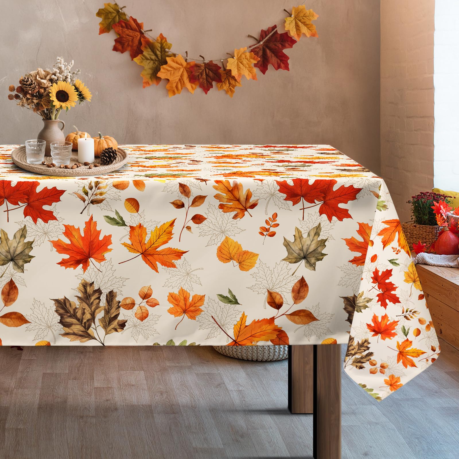 Arquiel Fall Maple Leaves Tablecloth, Rectangle Autumn Harvest Table Cloth Waterproof, Wrinkle Resistant Decorative Table Cover for Home Kitchen Parties Thanksgiving Table Decor, 140 x 180 cm — image 1