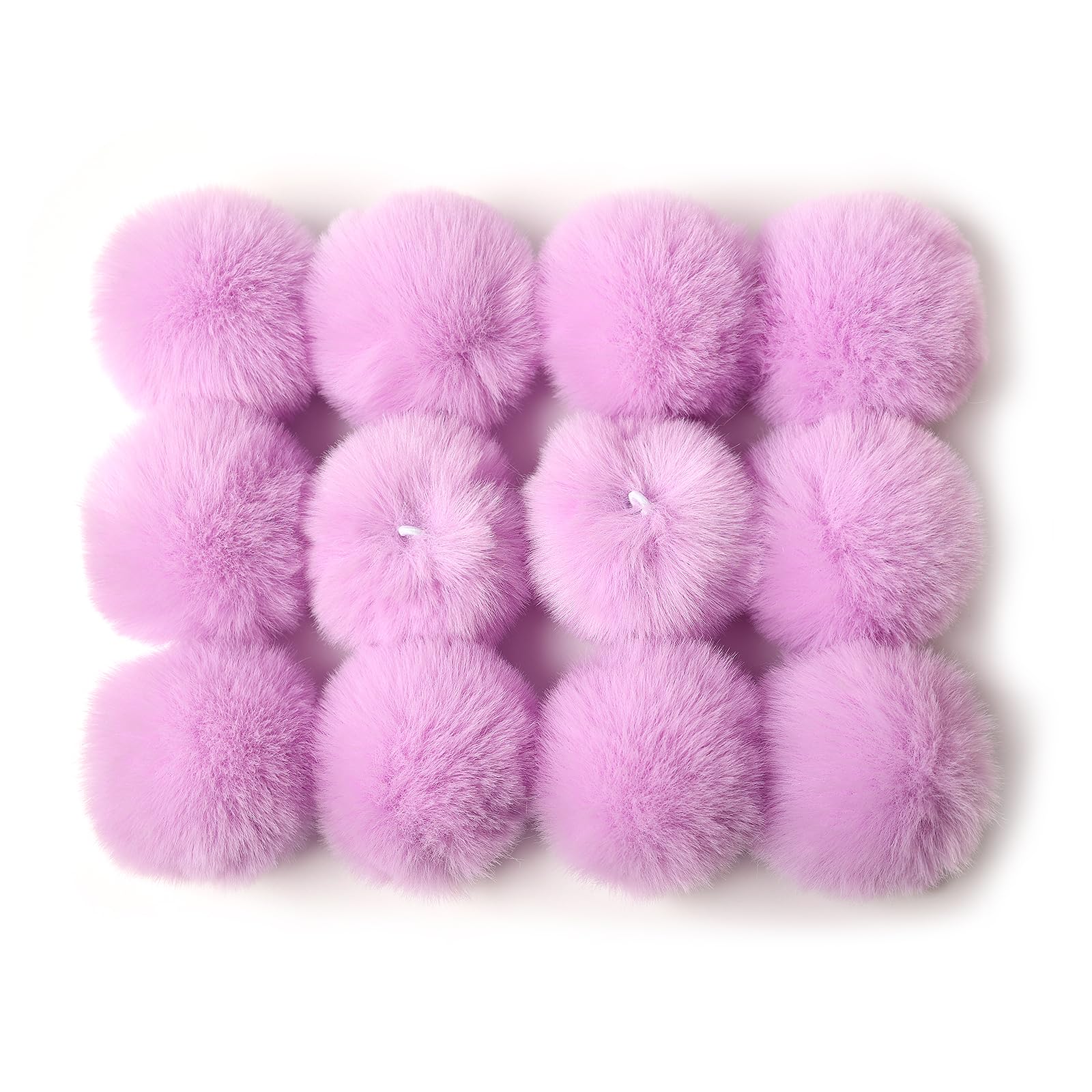 Furling Pompoms DIY Pack of 12 Faux Fur Pom Poms for Hats Soft Knitting Accessories (Lilac, 8cm) — image 1