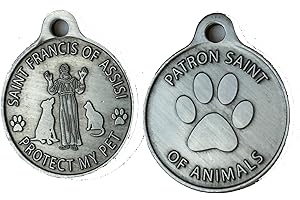 RecoveryChip Saint Francis of Assisi Patron Saint of Pets/Protect My Pet Pewter Color Dog Cat Tag Charm