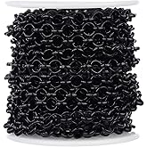 CleverDelights Bulk Rolo Chain - 1/4" Link - 25 Feet - Dark Black Color