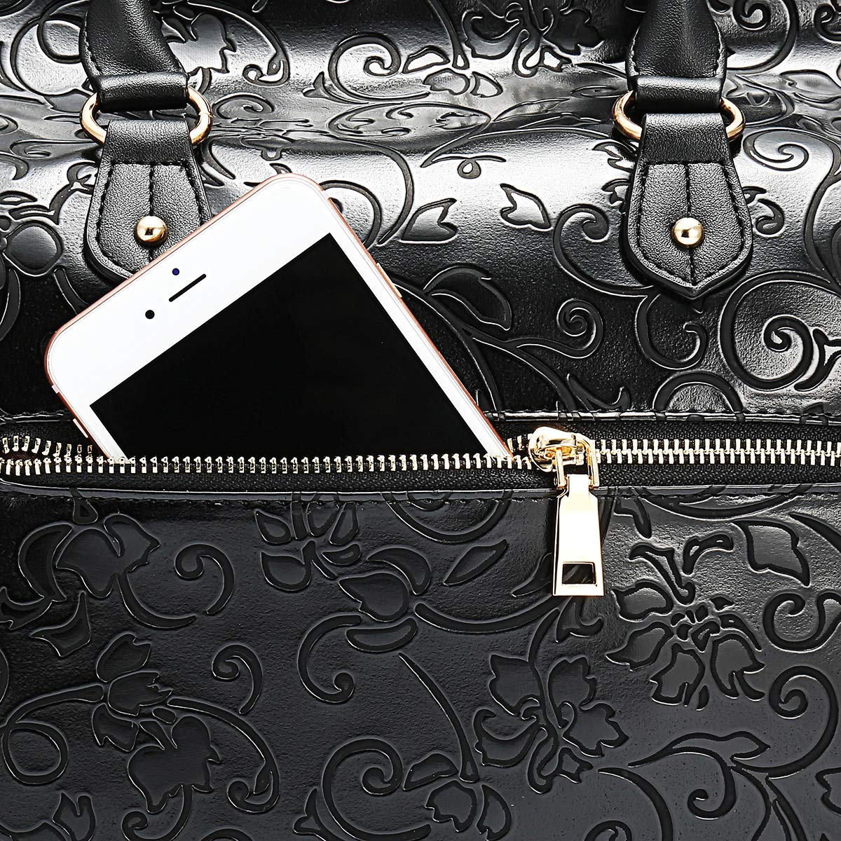 brenice embossed flower handbags vintage capacity bohemian shoulder bags