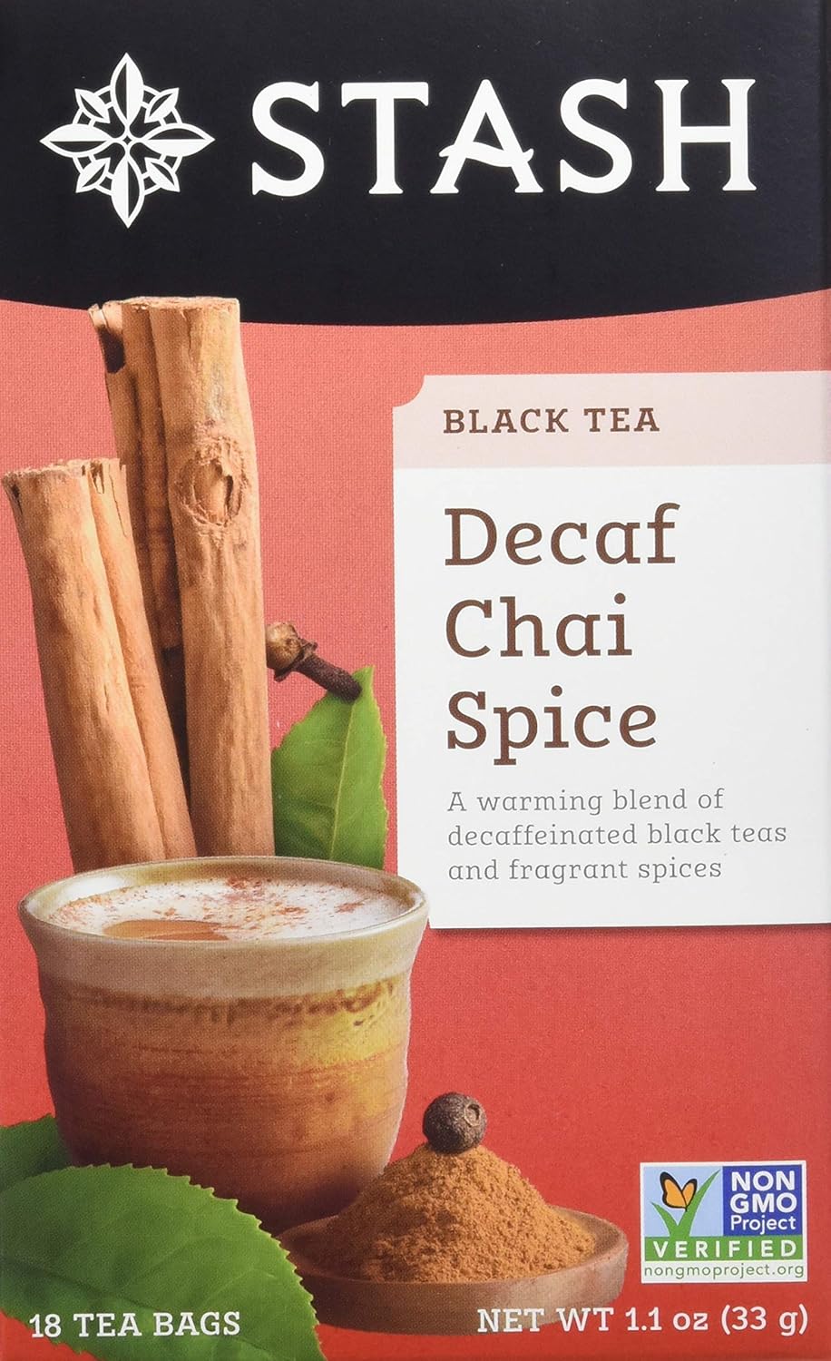 Stash Tea Decaffeinated Chai Spice Black 18 Count Box (Pack of 6