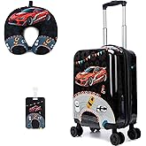 Homskiii Kids Suitcase Set for Boys Hardside Luggage with Spinner Wheels 2 Piece 16inch Toddler Suitcase for Boys Travel Carry on Luggage Airline Approved