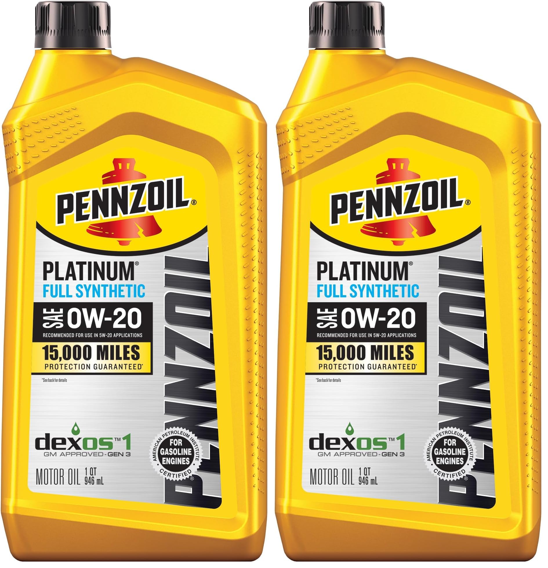 Pennzoil Platinum Full Synthetic 0W-20 Motor Oil (1-Quart, Single) (Pack of 2)