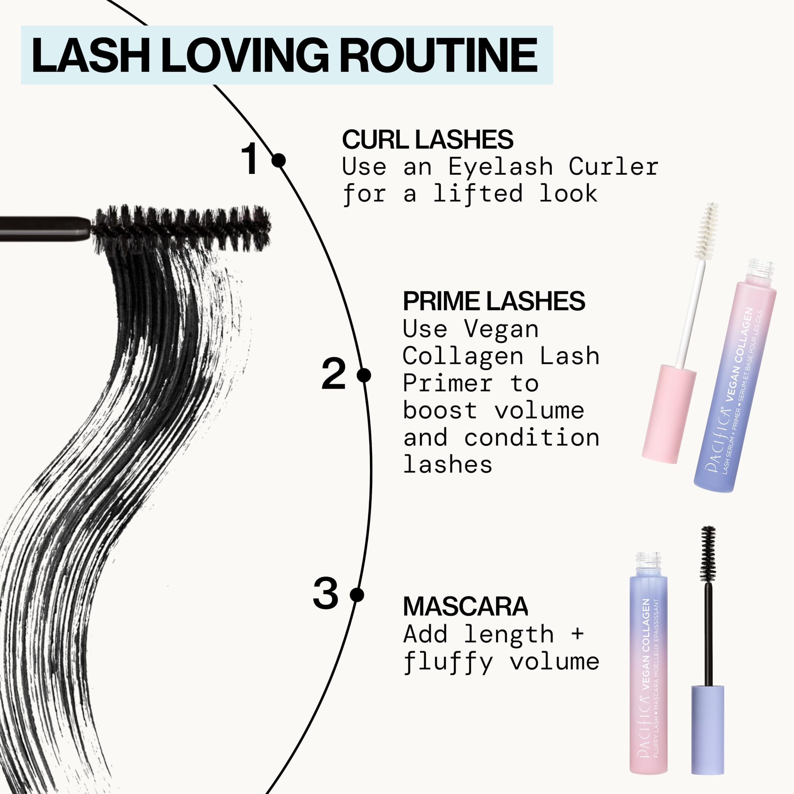 Pacifica Vegan Collagen Fluffy Lash Mascara – Black Thickening & Lengthening Mascara with Plant Fibers, Full Fluffy Lashes, Vegan & Cruelty-Free, 0.24 oz