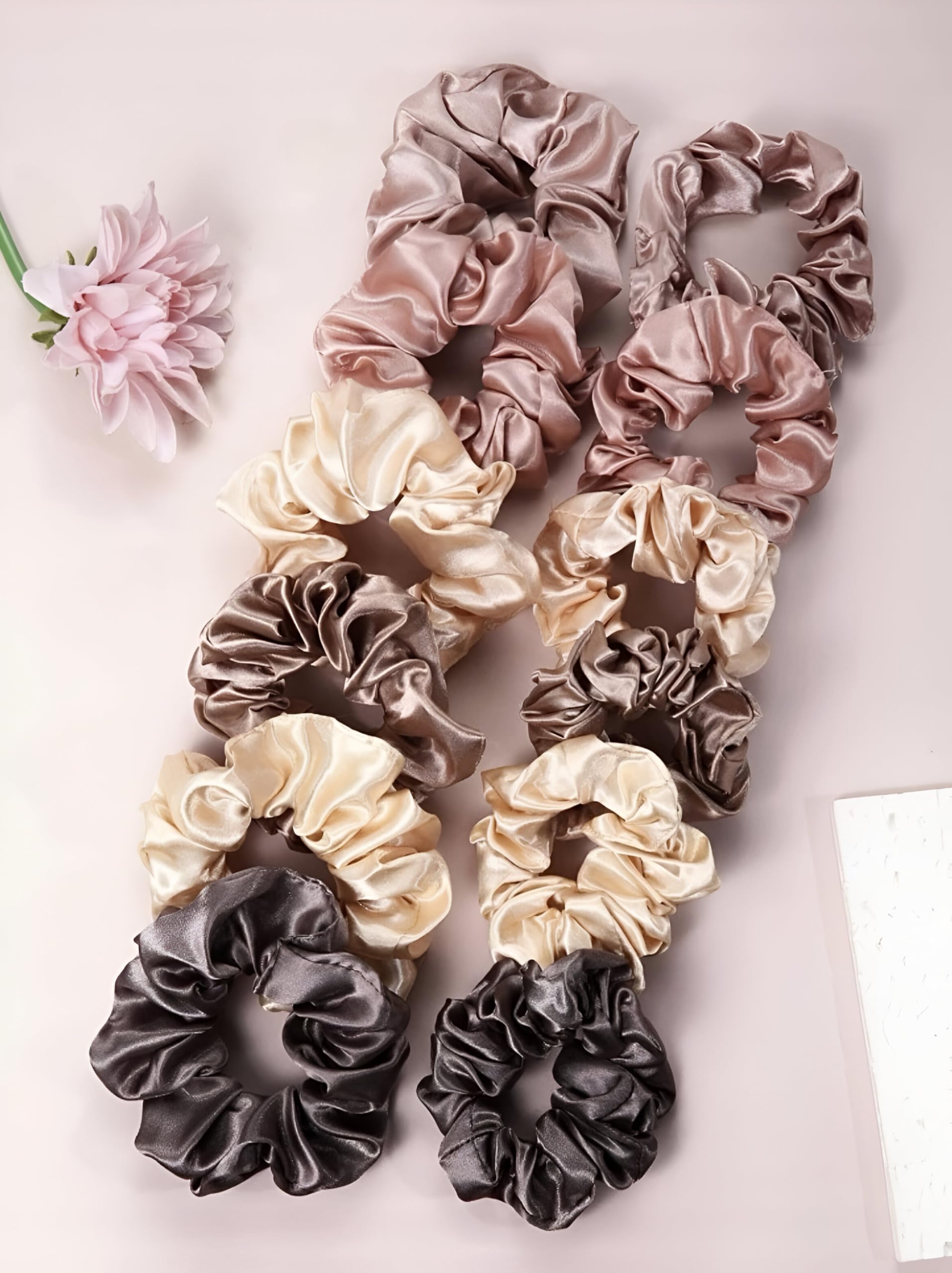 12pcs/Set With 6Large & 6Medium Satin Silk Colorful Hair Scrunchies, Soft Elastic Silk Scrunchies - Comfy And Simple Hair Accesories (Variety Pack)