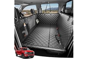 Zanch Heavy-Duty Dog Truck Seat Cover, Flat Solid Back Seat Extender for Multi Large Dogs, Hard-Base Supports 450 lb, Waterproof Hammock Protector, XL for Full-Size Crew Cab Trucks & SUVs, Black