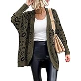 BTFBM Leopard Cardigan for Women Long Sleeve Open Front Cardigans Sweaters Pockets Loose Knit 2026 Fall Spring Outwear