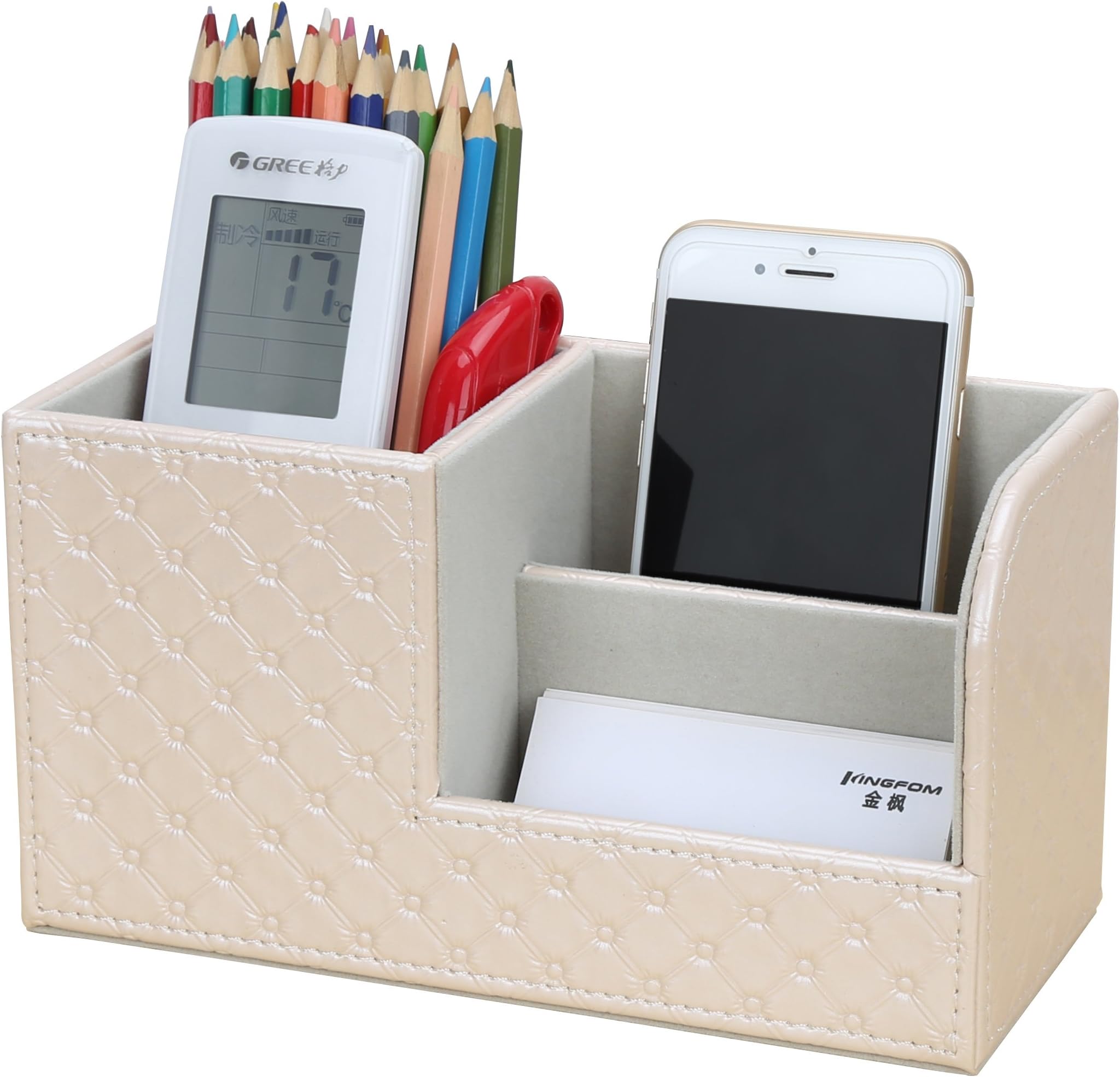 LiLan Desk Tidy Organiser Caddy Multifunction Leather Pen Pencil Pots Holder Office Desk Stationery Supplies Organizer