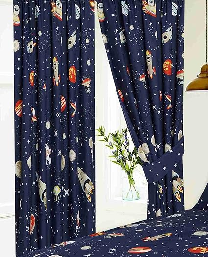 66 X 72 Space Curtains With Tie Backs By Kidz Kollectionz