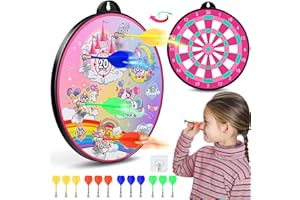 CRISPPLAY 2 in 1 Kids Magnetic Dart Board, Outdoor Toy Double-Sided Dart Board Games for Kids, Boys Toys Excellent Indoor Games and Party Games, Birthday for Boys Girls Age 4 5 6 7 8 9 10 11 12