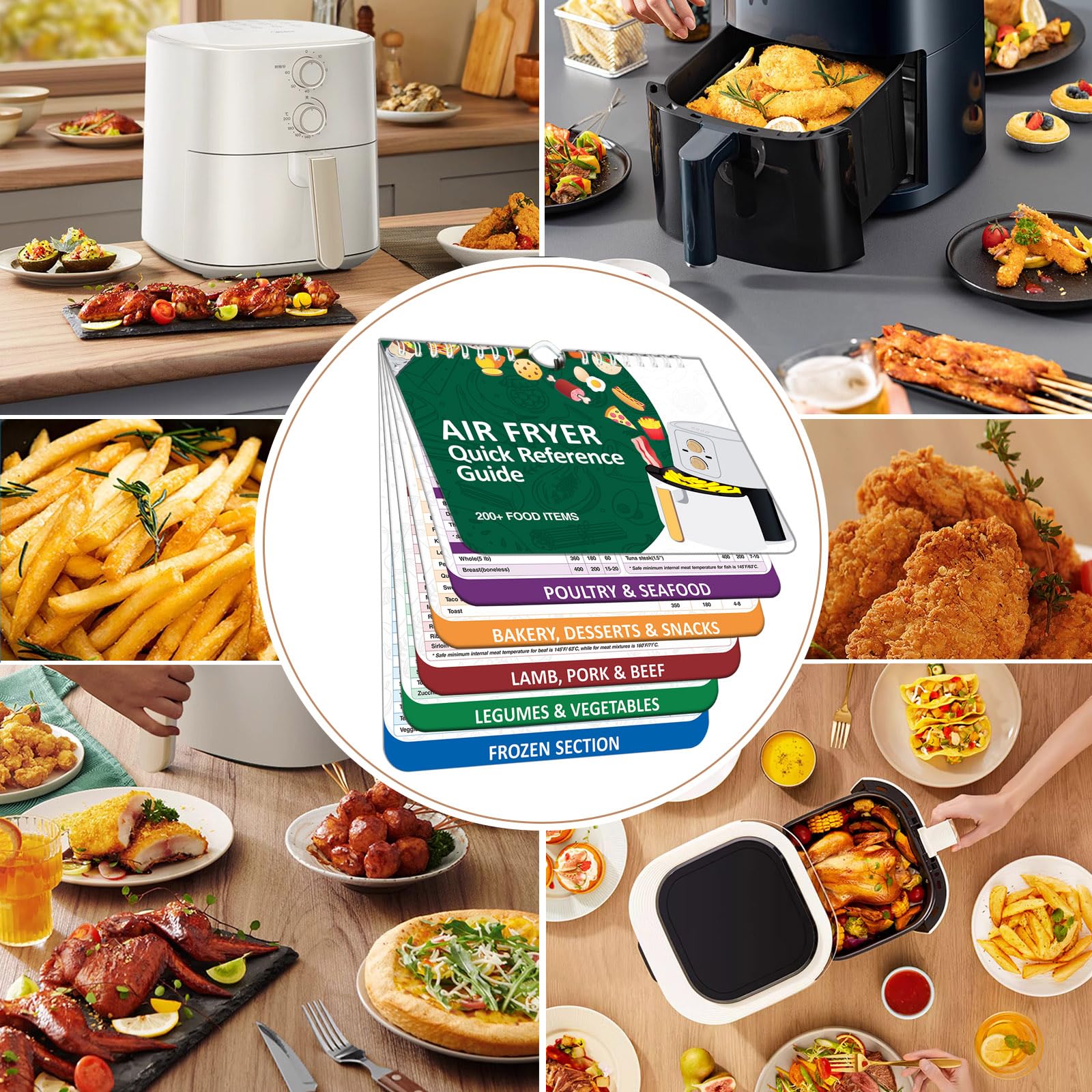 我 已于 16:01 发送 𝑶𝒗𝒆𝒓 200 𝑭𝒐𝒐𝒅𝒔 Air Fryer Cheat Sheet Magnets Cooking Guide Booklet, Air Fryer Cooking Guide Magnetic Cookbook, Magnetic Cheat Sheet Set