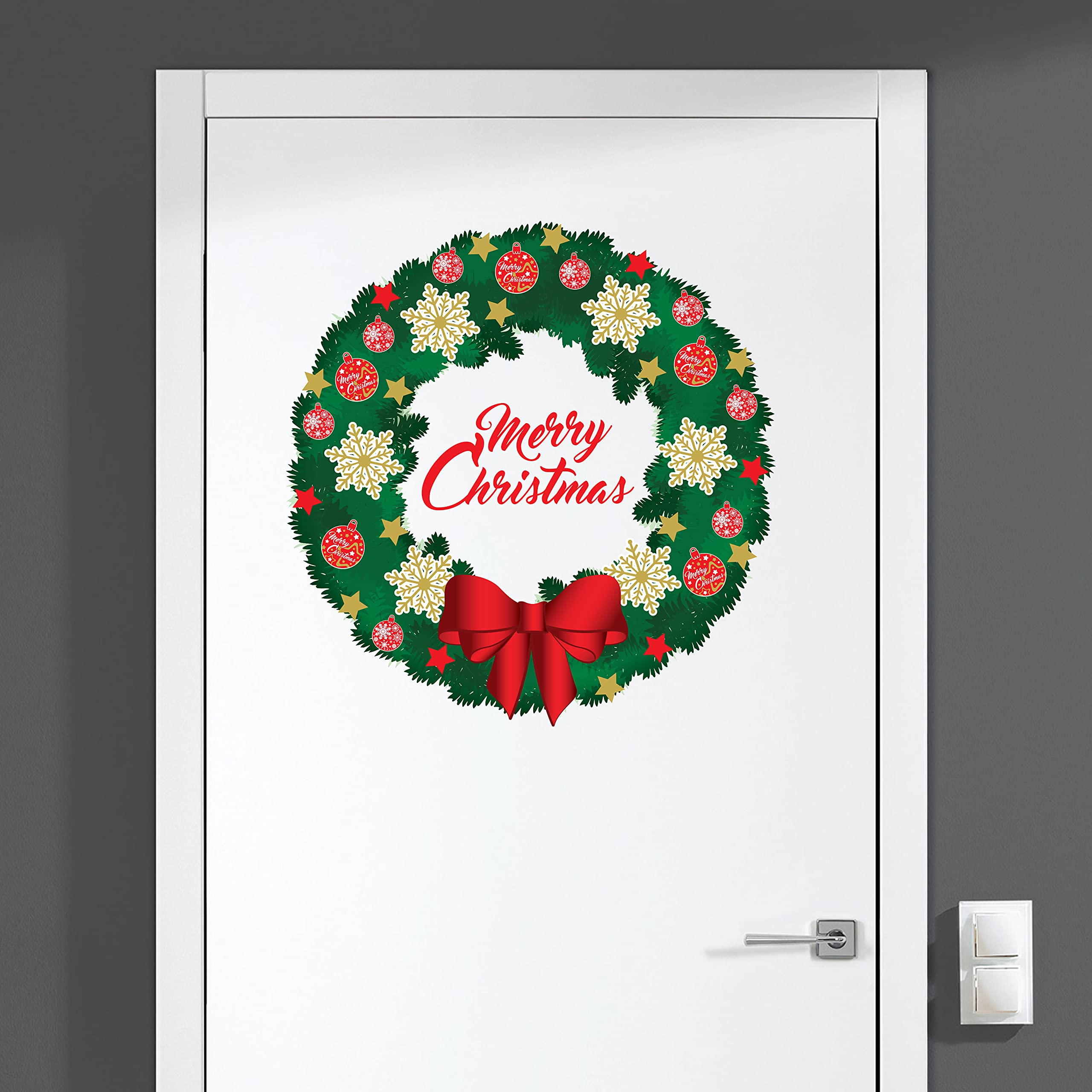 WALPLUS WFXC3303 Christmas Garland Wall Sticker, Vinyl, Multi-Colour, 24 x 35 x 20 cm