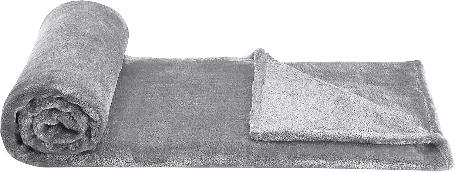 Basics Soft and Cozy, Plush Blanket - 50" x 60", Grey: Home & Kitchen