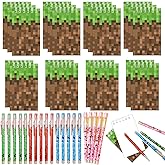 Echoglimmer 40 PCS Pixel Theme Party Favors | Mini Party Supplies 20 Pencils & 20 Miner Theme Notepads | Birthday Pixel Goodie Bag Favors | Decorations