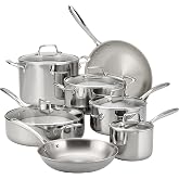 Tramontina Boston Tri-Ply Clad Stainless Steel 12-Pc Pots and Pans Set | Cookware Kitchen Set with Glass Lids, Induction-Ready, Dishwasher-Safe, NSF-Certified