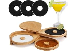 3-Tier Margarita Salt Wood Rimmer Tray Set – Sugar and Salt Dish for Cocktails Bar Accessories for Drinks Rim Salter for Glas