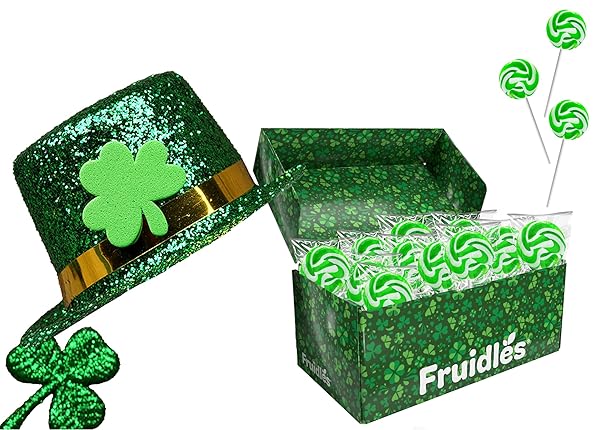 FRUIDLES ST. PATRICK’S DAY SWIRL LOLLIPOPS, PARTY FAVOR BOX, INDIVIDUALLY WRAPPED (24-PACK)