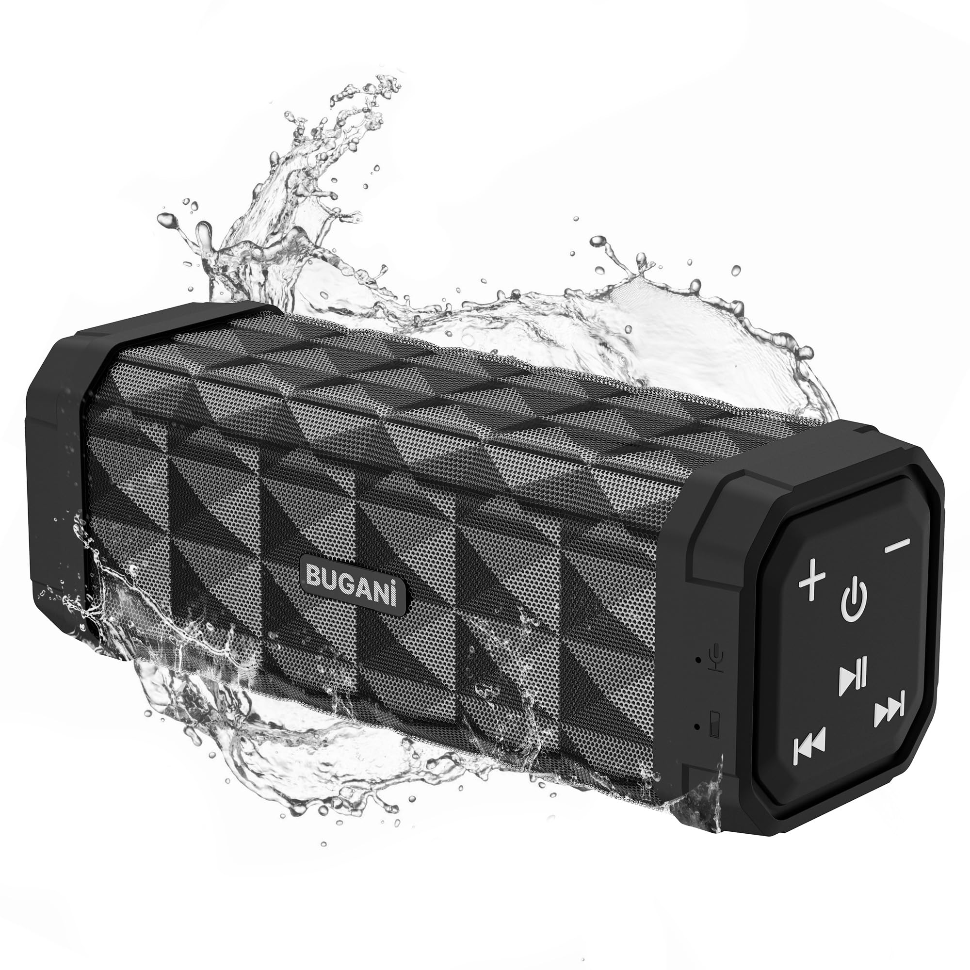 BUGANI Bluetooth Speaker,Portable Speaker,Bluetooth 5.4,100ft Wireless Range,Louder Volume,Stereo Sound,Deep Bass 24H Playtime,IPX5, Built-in Mic,Wireless Speaker for Home,Outdoor