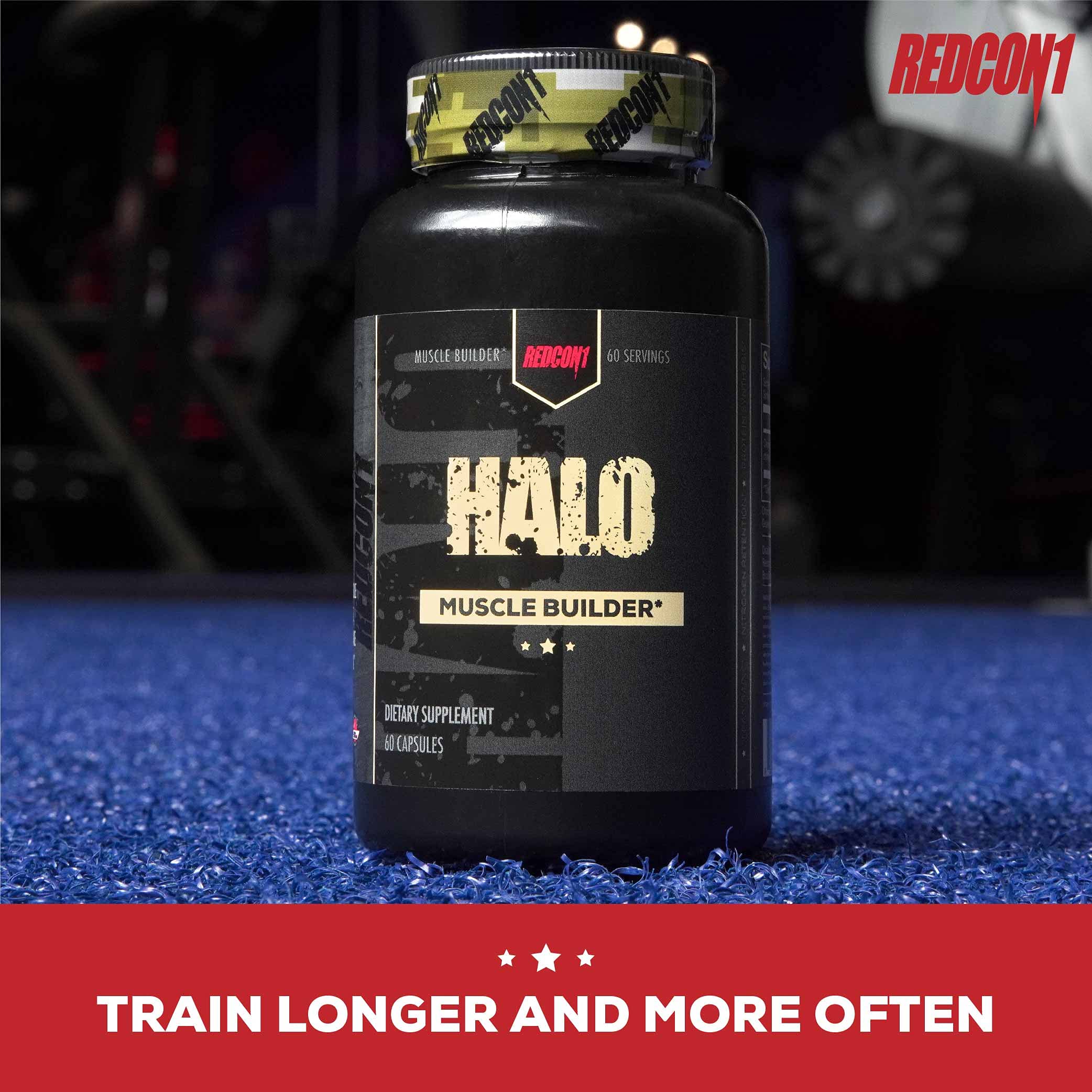 REDCON1 Halo Muscle Builder Supplement - Gluten Free + Keto Friendly to Support Muscle Mass Growth - Contains Chinese Smilax Root Extract to Improve Nitrogen Retention (60 Capsules)