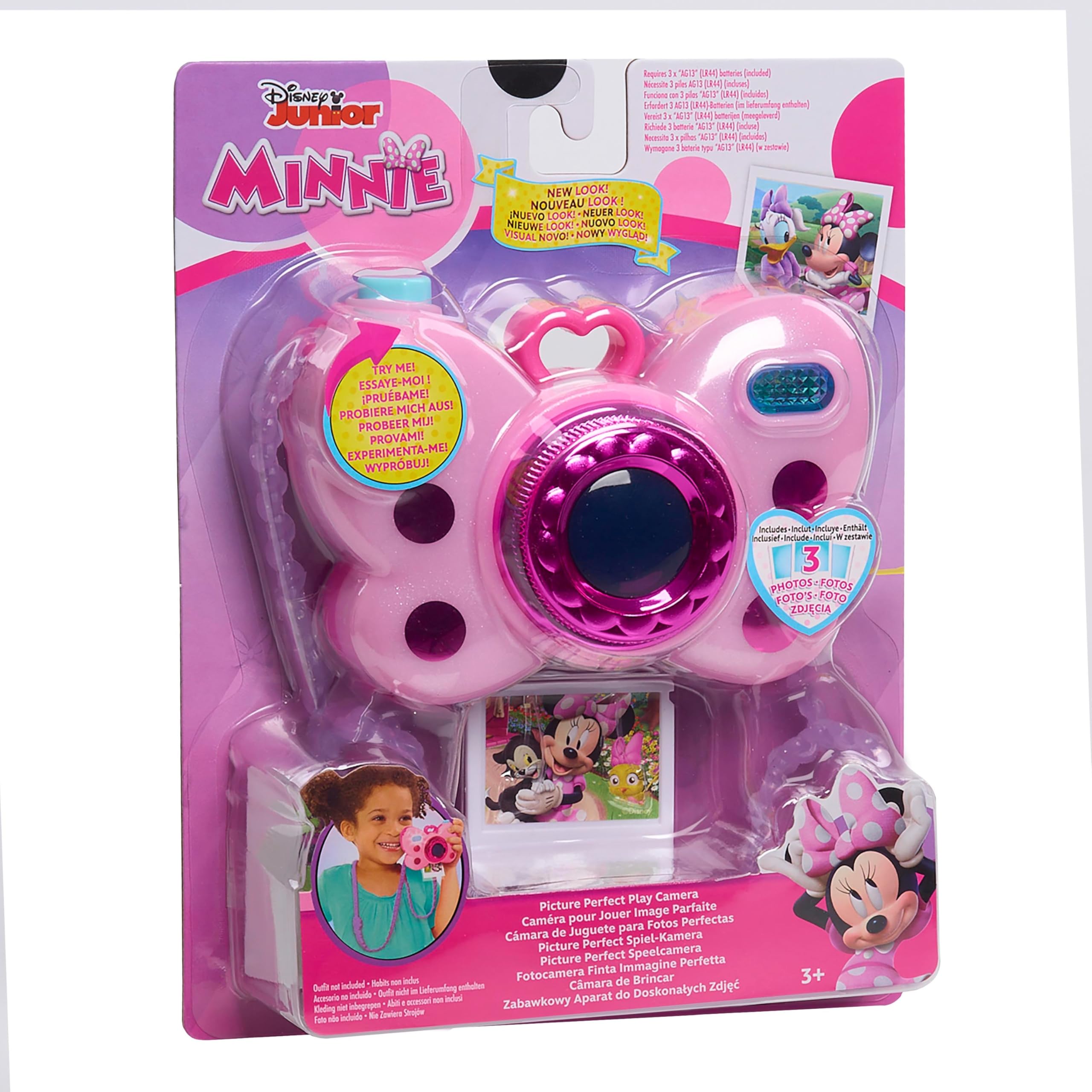 Disney Junior Minnie Mouse Picture Perfect Play Camera, Lights and Sounds, Pink, 4-Pieces, Kids Toys for Ages 3 Up by Just Play